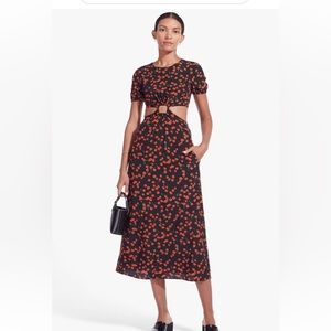 NWT Staud Calypso cutout floral-print crepe midi dress